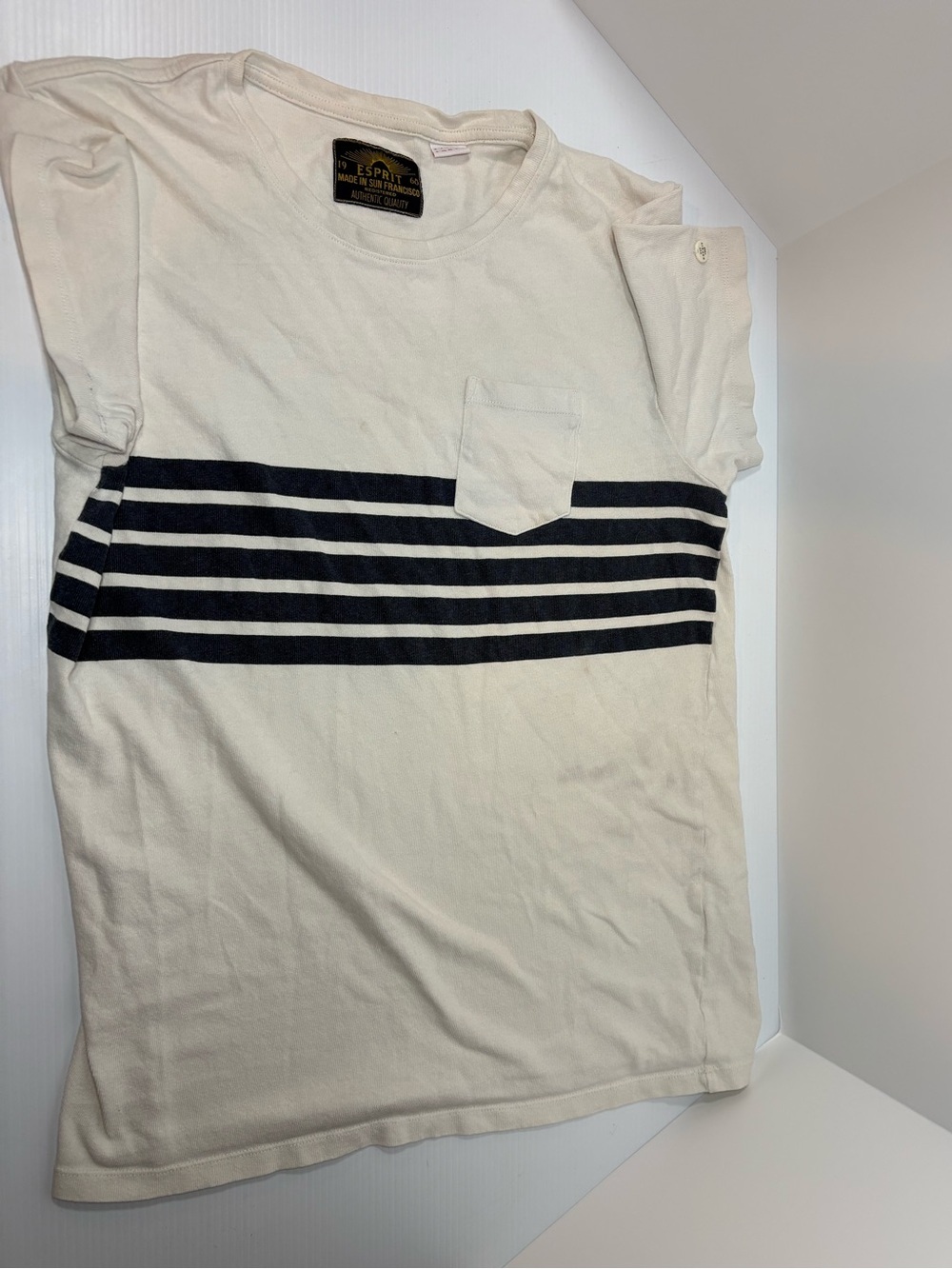 Vintage Esprit Off-White Crew Neck Pocket Tee